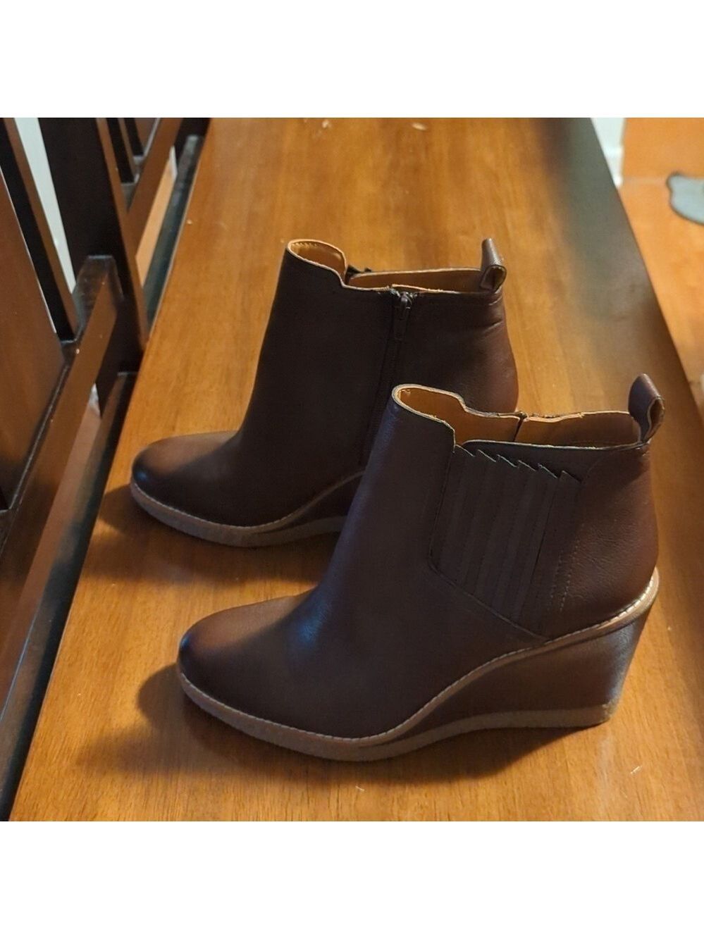 Zodiac Brown Wedge Ankle Boots Women's Size 10 - Picture 3 of 13